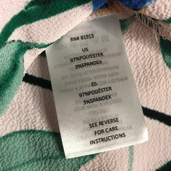 EUC C & E Floral Bird Cold Shoulder Blouse Top S - Picture 6 of 7